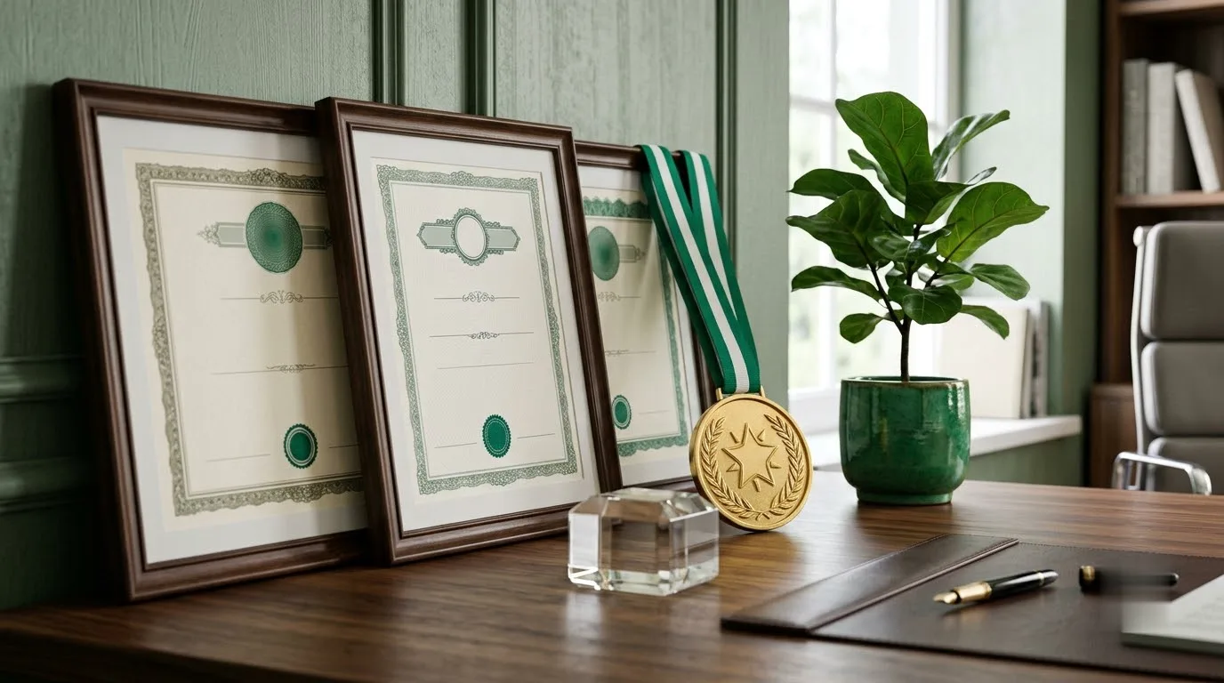 Certificates and medal
